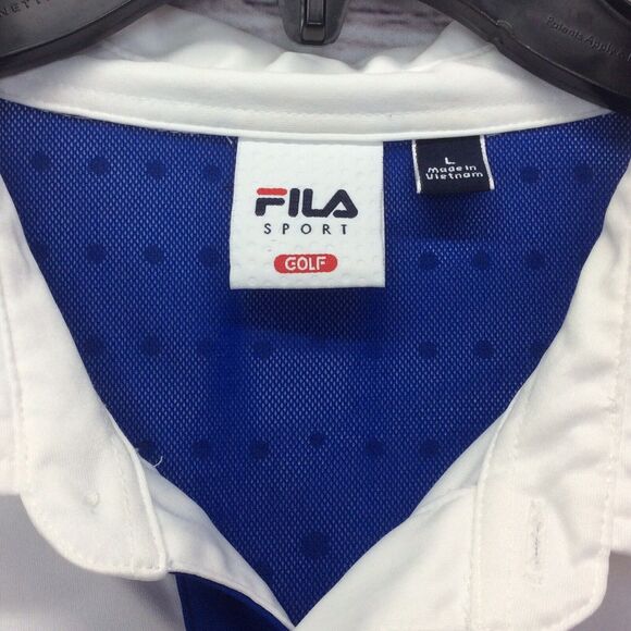 Fila Golf Polo Men’s Size L White Blue Athleisure Sport Performance Casual Beach - Picture 2 of 11
